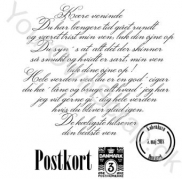 Baggrundsstempel med tekst, postkort og frimærke